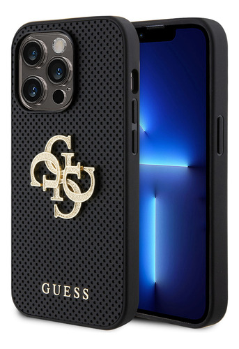 Funda Guess Perforado 4g Negro De Pu Para iPhone 15 Pro