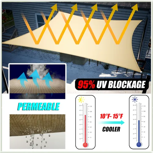 Amgo Toldo Triangular Recto Beige De 14 X 14 X 19.8 Pies, To