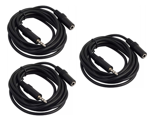 3 Extensión Cable Auxiliar Conector Jack/plug 3.5mm 1.80 Mts