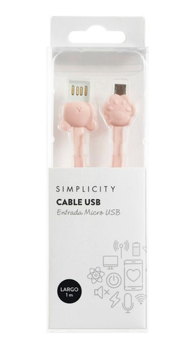 Cable Usb Simplicity Entrada Micro Usb Rosa