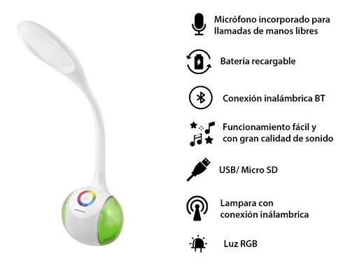 Lampara Escritorio Velador Luces Led Speaker Bluetooth
