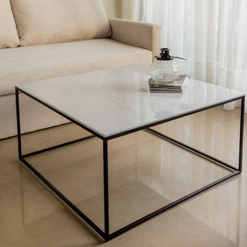 Imagen 3 de 10 de Mesa Ratona Simil Marmol Con Est. Hierro Estilo Industrial