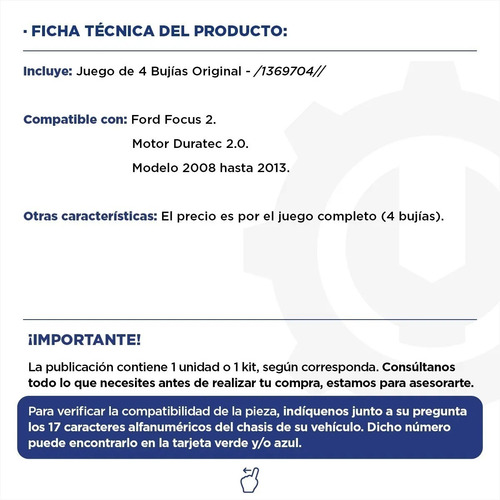 Imagen 2 de 9 de Juego De 4 Bujías Ford Motorcraft Focus 2.0 Duratec Original
