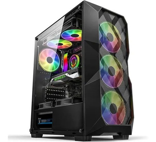 Gabinete Gamer Com 3 Fans Rgb Lateral Vidro Temperado