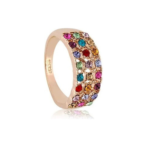 Anillo Joyería Mujer Dama Cristal Multi Color Austriaco 