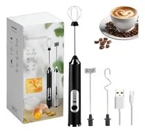 Comprar Batidores Electrico Leche De Café Espumador,3 Velocidades Heobei Color Negro con 3 Batidores Acero Inoxidable