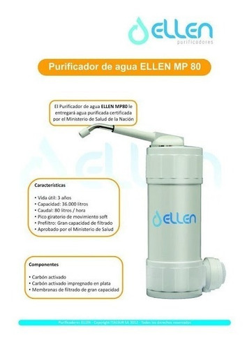 Imagen 3 de 3 de Pico Giratorio Para Purificador De Agua Ellen Mp80
