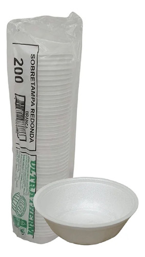 50un Cumbuca Isopor 200ml Prato Fundo Pote Açaí Caldo Sopa