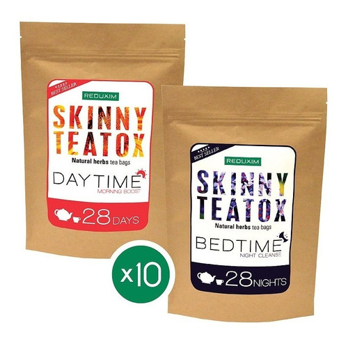 Paquete 10 Reduxim Skinny Teatox Té Detox Día Noche Mayoreo