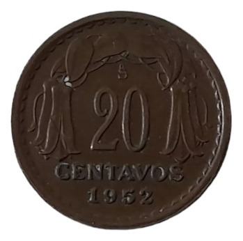 Moneda Chile 20 Centavos 1952 Cobre (&961 (Usado)