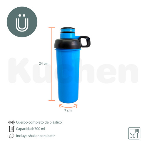 Imagen 2 de 10 de Botella Deportiva Shaker Tapa A Rosca Colores Running Gym