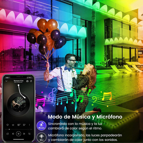 Luz Decorativa Rgb Para Alero 18m 30 Perlas De Lámpara Ip67