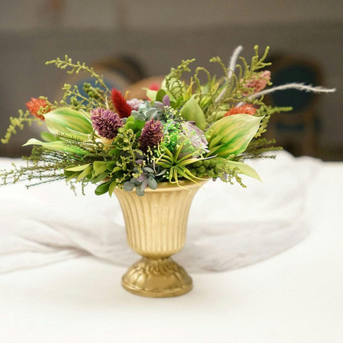 2 Arreglos Florales Florero Para Bodas Oficina Eventos Oro