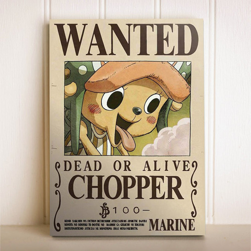 Imagem 1 de 1 de Placa Decorativa Anime One Piece Wanted Chopper