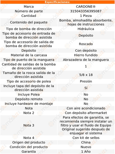Bomba Dirección Licuadora Galaxie 500 8 Cil 4.7l 66
