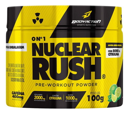 Nuclear Rush - 2000mg Beta Alanina - Bodyaction Sabor Limão