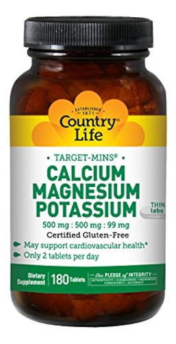 Country Life Target Mins Calcio Magnesio Potasio 500 Mg / 50