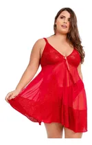 Comprar Camisola Plus Size Sexy Renda Tule Transparência C\u002F Calcinha