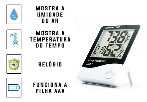 Termo-higrômetro Digital Termômetro Higrômetro Relógio Original