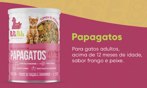 Imagem 2 de 5 de Ração Úmida Natural Gatos Adultos Papagatos Papapets 280g