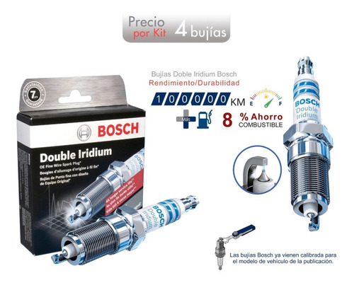 Bujias Bosch Vw Jetta A6 Mk6 2.0 Lts. Doble Iridium 4pzas