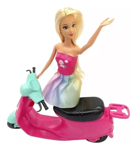 Imagen 2 de 4 de Juguete Muñeca 30cm Kiara Y Su Moto Accesorios Babymovil