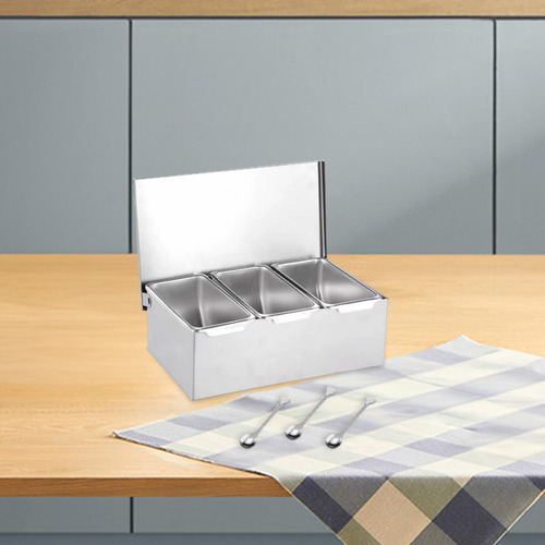 Caja De Condimentos De Acero Inoxidable, 3 Rejillas Para