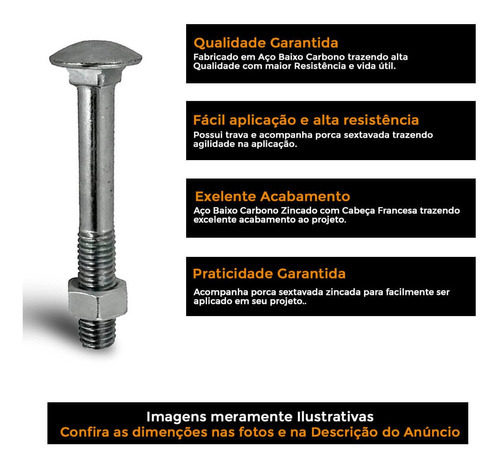Tornillo de cabeza francesa galvanizado 5/16x5 con tuerca 100 UN