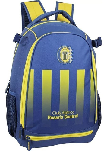 Mochila Equipo Futbol Rosario Central Porta Pelota Escolar Color Azul/amarillo Diseño De La Tela Carc