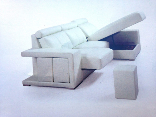 Sofa Modular Muebles Sala De Cuero 3 Puestos + 3 Puff Marron