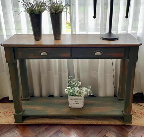 Mueble De Madera Verde Patinado