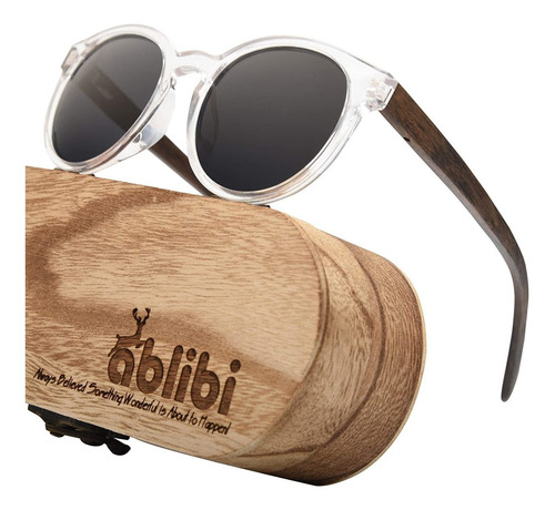 Ablibi Gafas De Sol De Madera Polarizada Retro Para Mujer, E