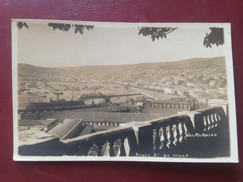 Chile Real Foto Postal 1926 Valparaiso Paseo 21 De Mayo