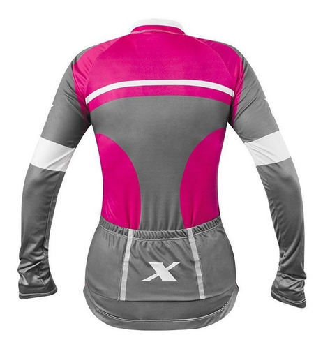 Imagem 2 de 2 de Camisa Ciclismo Feminina Refactor Manga Longa Rosa/cinza Gg