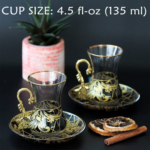 Tazas De Té Turco Vintage Y Platillos Juego De 6 Tazas De...