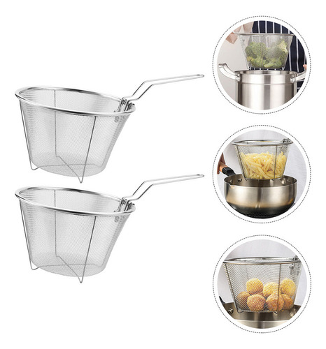 Cesta Para Freír Patatas Fritas De Acero Inoxidable, 2 Unida