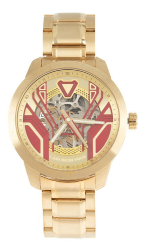 Relógio Automático Masculino Marvel Homem De Ferro Dourado