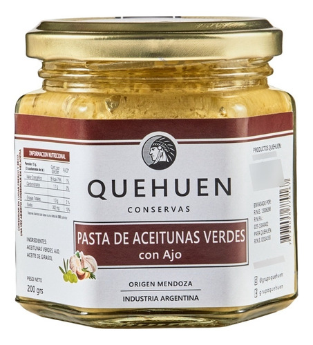 Pasta Aceitunas Verdes C/ajo 200gr Quehuen - Tienda Deli