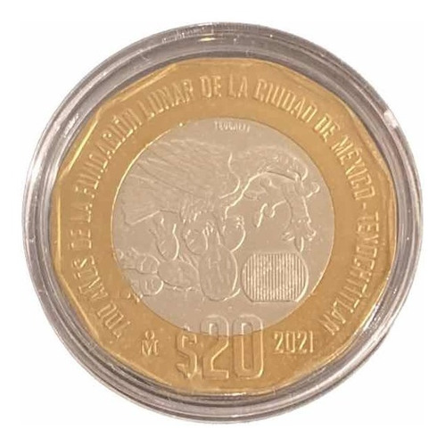 Moneda $20 Fundación Lunar De La Ciudad México Tenochtitlán