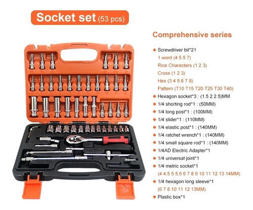 Imagen 2 de 5 de Caja De Herramientas De 53 Piezas 1/4 Con Reache