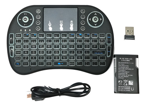 Control Mini Teclado Qwerty Smart Tv + Batería Y Touchpad
