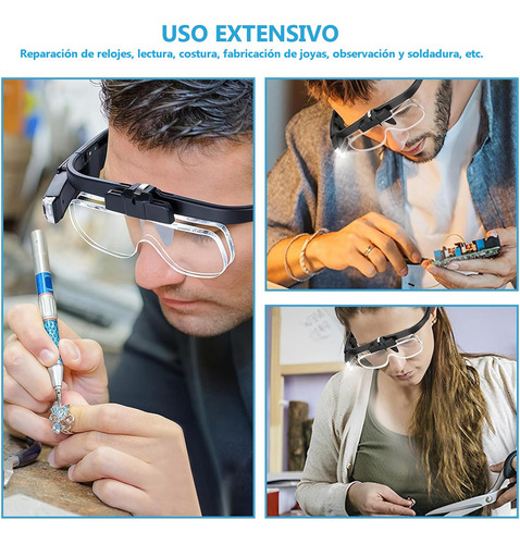 Lentes Lupa Luz Led Para Extensión De Pestañas,microblading
