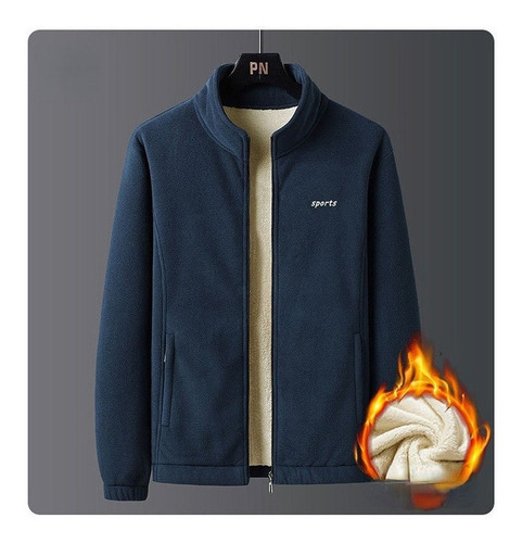 Chamarra Hombre Sherpa Espesar Versión Sólido Coreana Casual