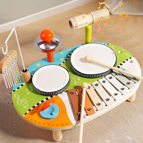 Xilófono De Juguete Para Niños, Kit De Batería De Madera,