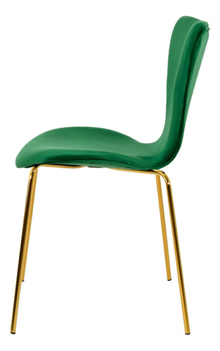 Juego Set 4 Sillas Terciopelo Comedor Tapizada Minimalista Estructura de la silla Dorado Asiento Verde