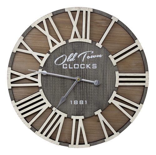 Oldtown Clocks Reloj De Pared Rustico De Madera Romana De 24