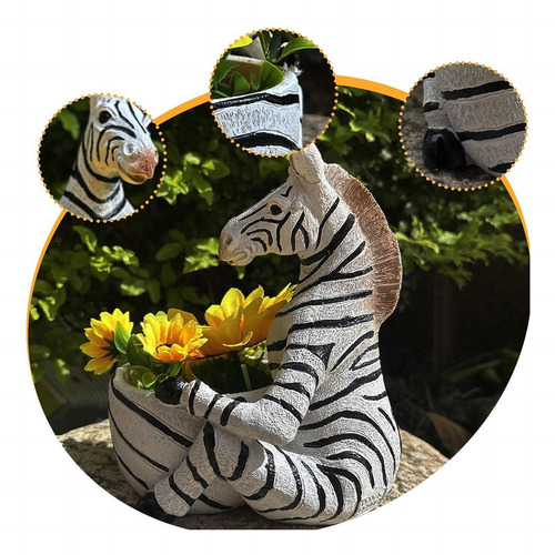 Resin Flower Pot Zebra Planter Gift Office Ornament Table