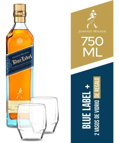 Pack Whisky Johnnie Walker Blue Label 750 Cc + 2 Vasos
