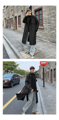 Gabardina Holgada Con Doble Botonadura Para Hombre