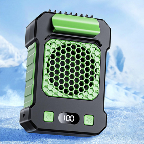 Ventilador De Cintura Con Luz Usb Recargable, Verde 10000mah